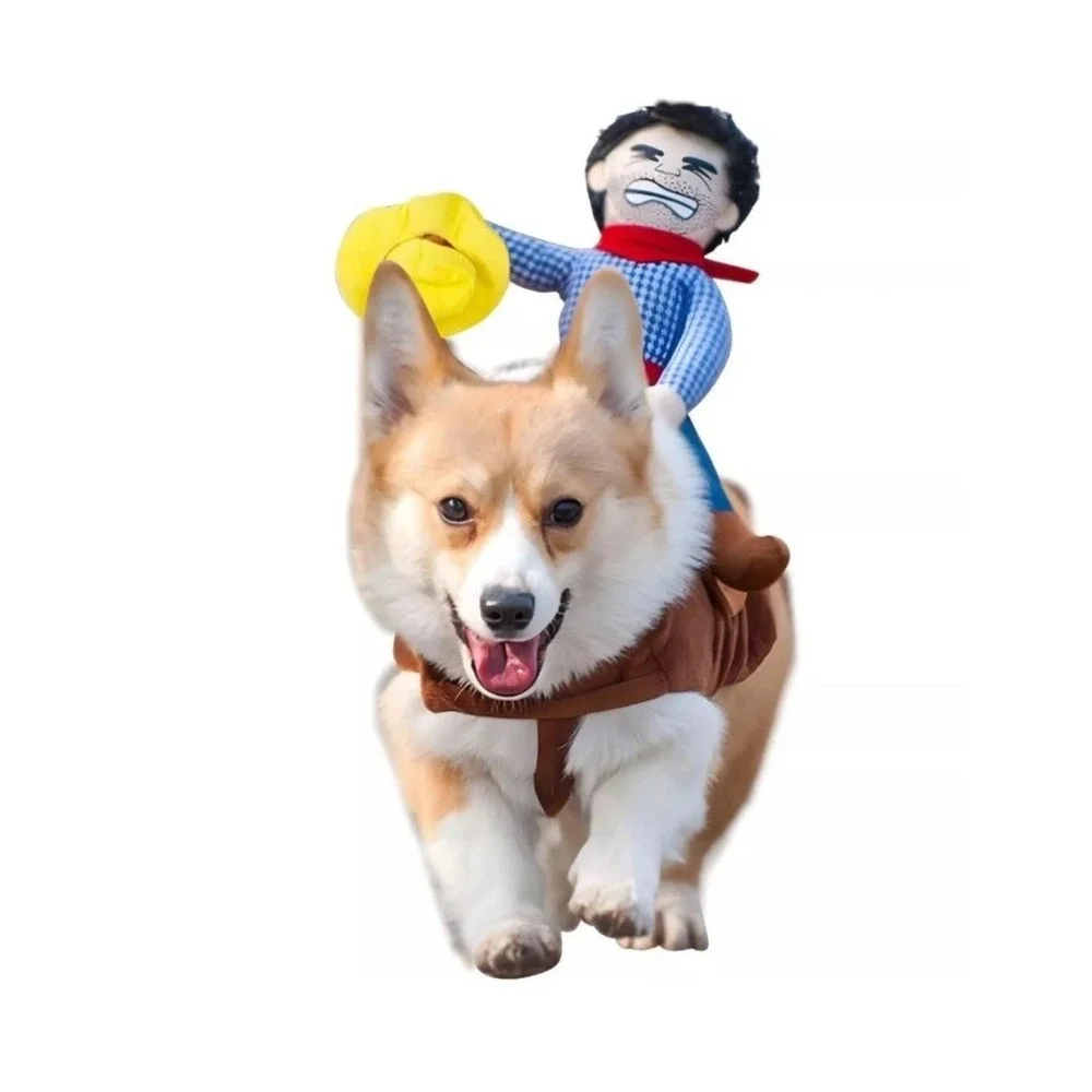 Funny‎ Pet Dog Riding Horse Cowboy Saddle Pet Costume Party Costume Clothes